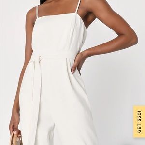 Lulus Sweet 'N Social Ivory Linen Tie-Front
Wide-Leg Jumpsuit